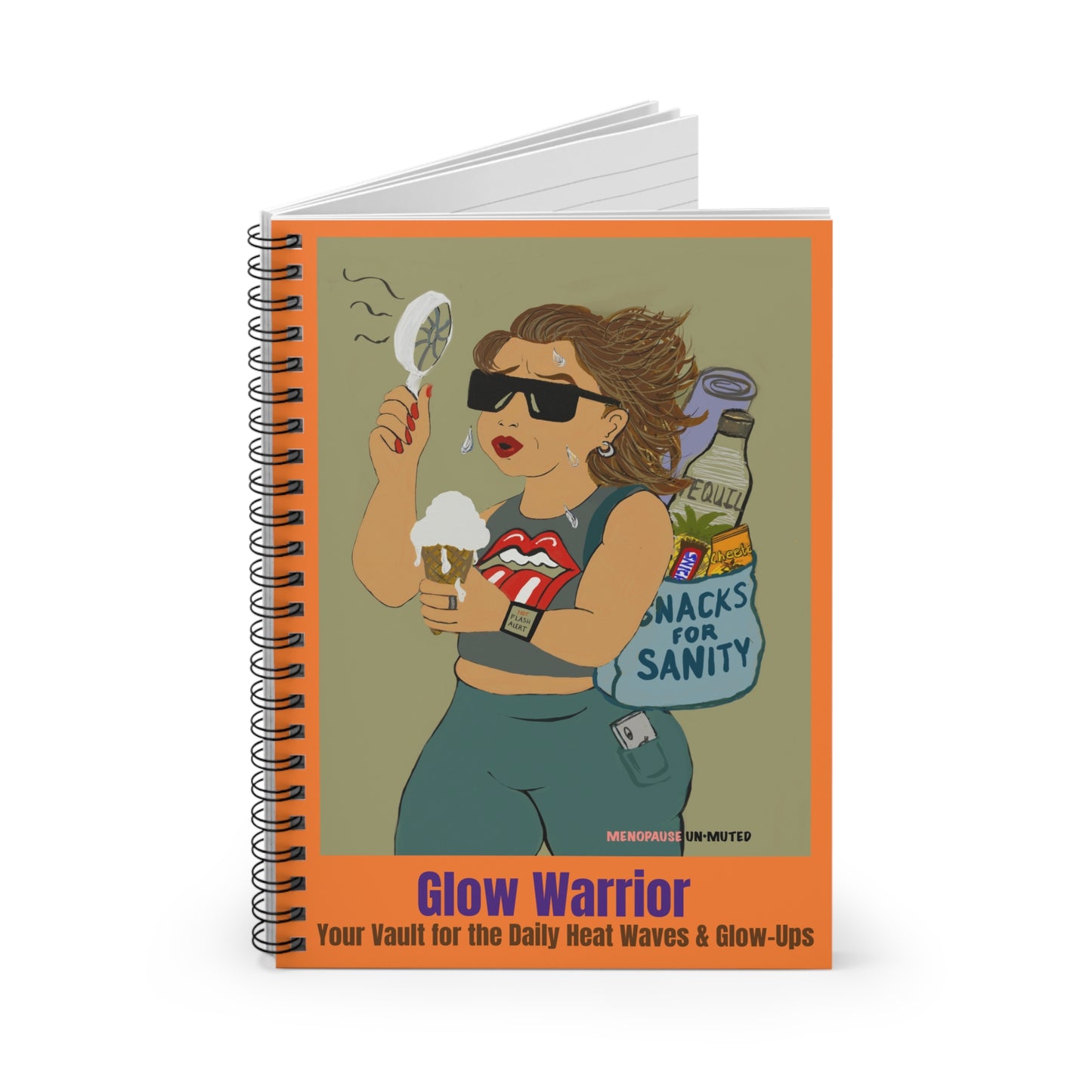 Funny Menopause Spiral Journal – Hot Flash Glow Warrior Notebook for Women