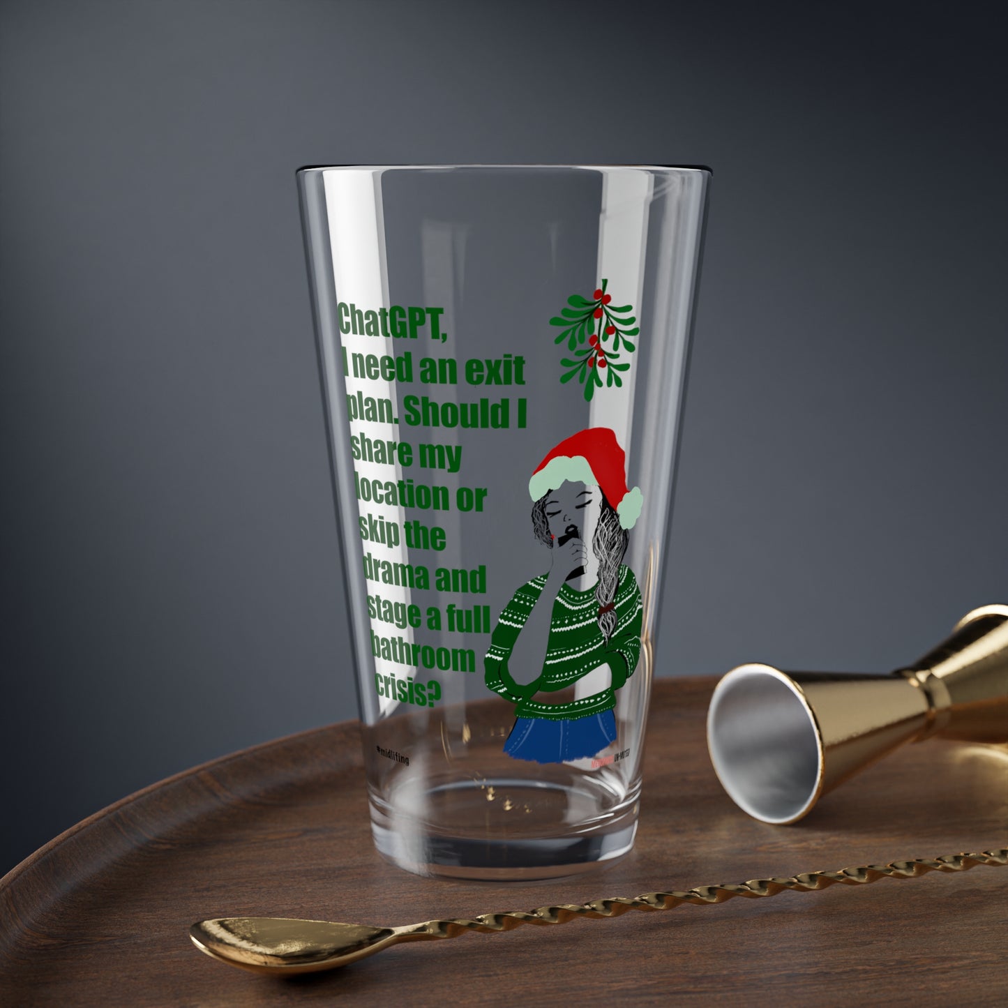 Funny Menopause Midlife Women Holiday Gift - Drinking Glass