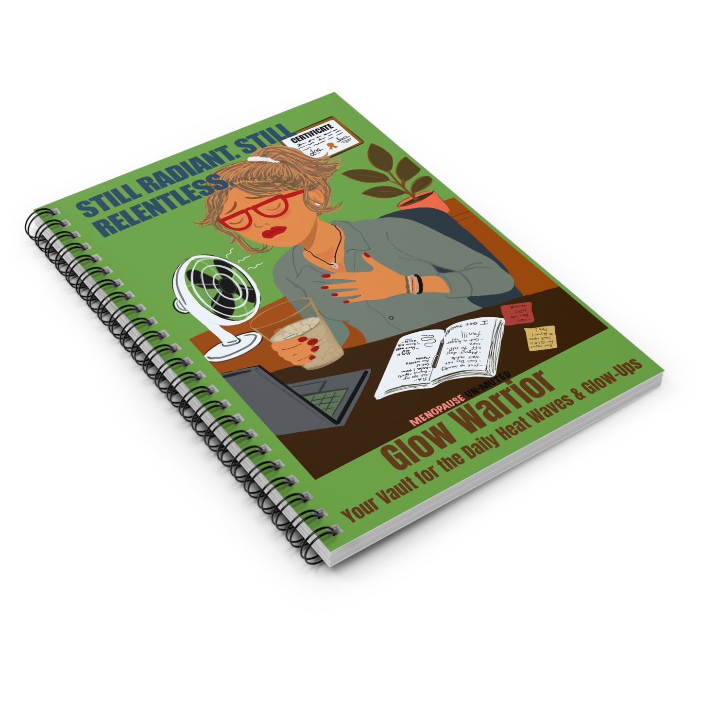 Funny Menopause Spiral Journal – Hot Flash Glow Warrior Notebook for Women