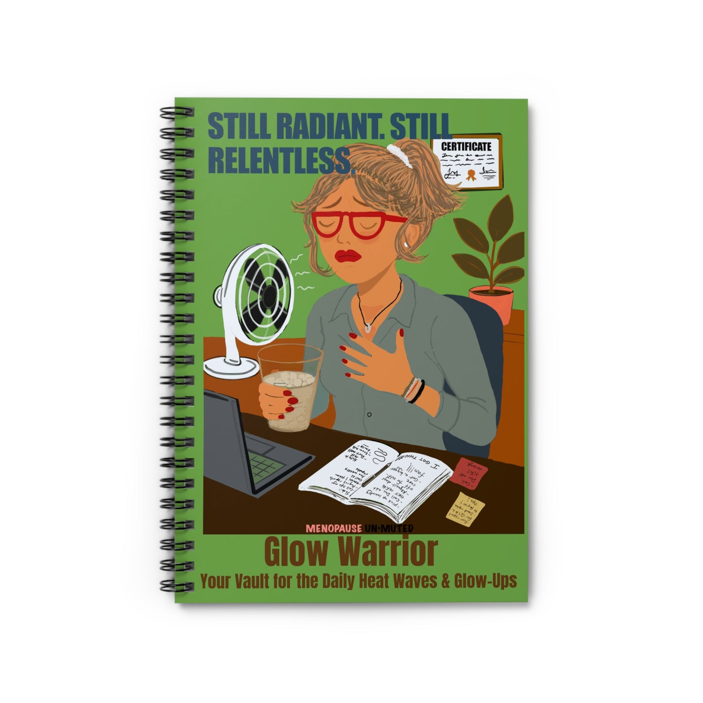 Funny Menopause Spiral Journal – Hot Flash Glow Warrior Notebook for Women