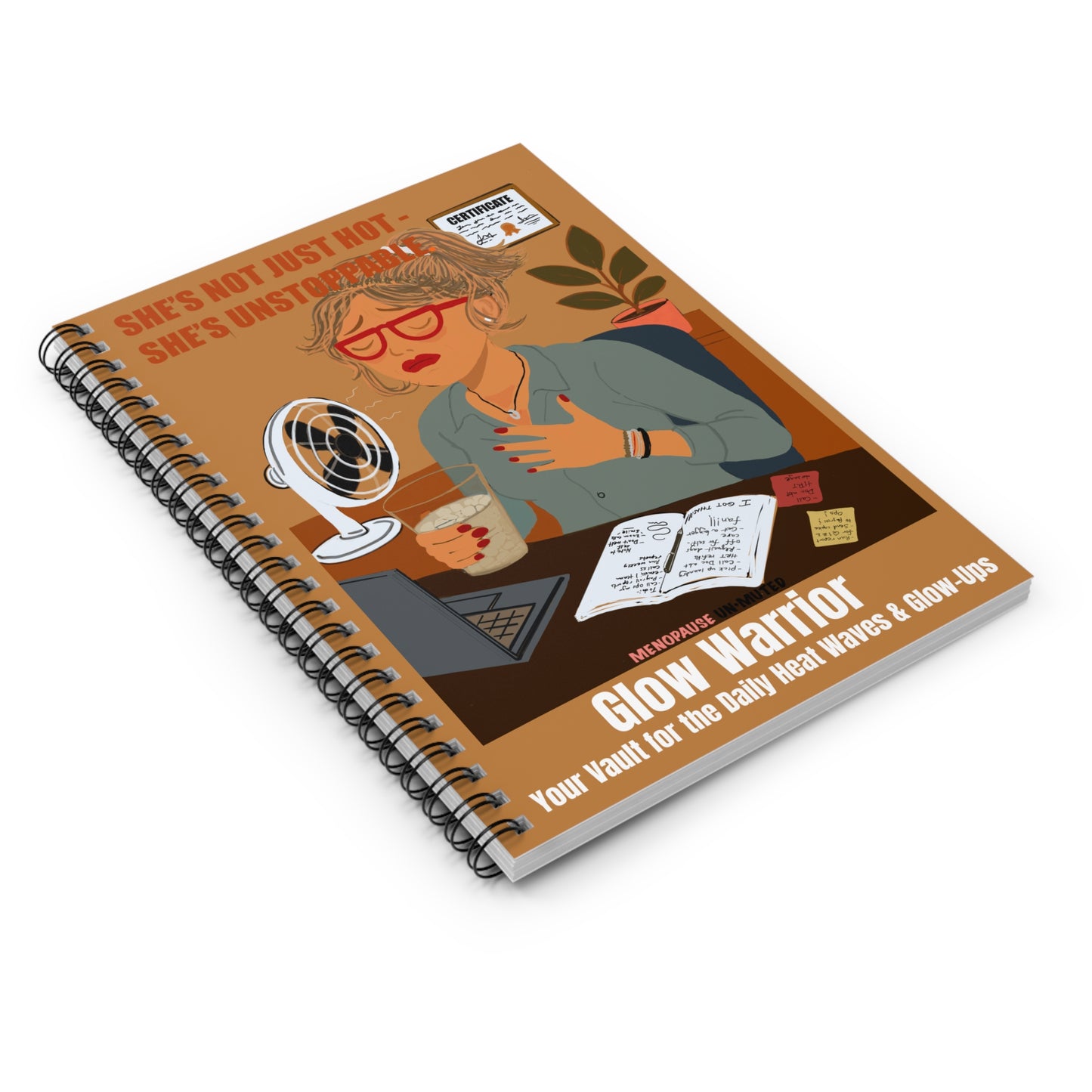 Funny Menopause Spiral Journal – Hot Flash Glow Warrior Notebook for Women