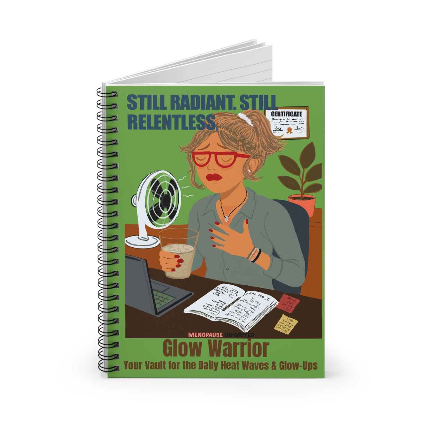 Funny Menopause Spiral Journal – Hot Flash Glow Warrior Notebook for Women