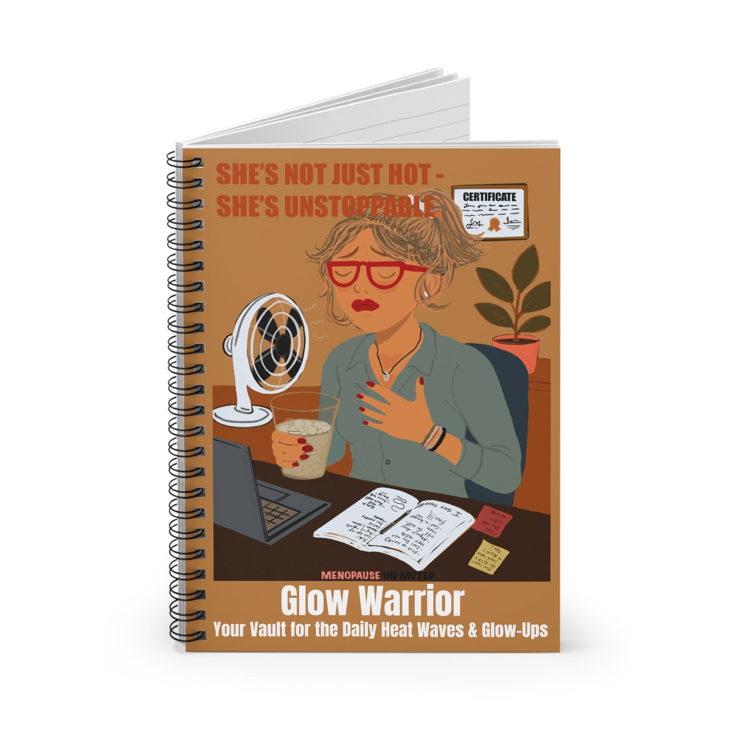 Funny Menopause Spiral Journal – Hot Flash Glow Warrior Notebook for Women