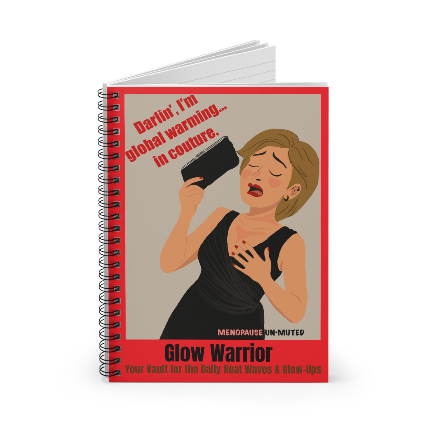 Funny Menopause Spiral Journal – Hot Flash Glow Warrior Notebook for Women